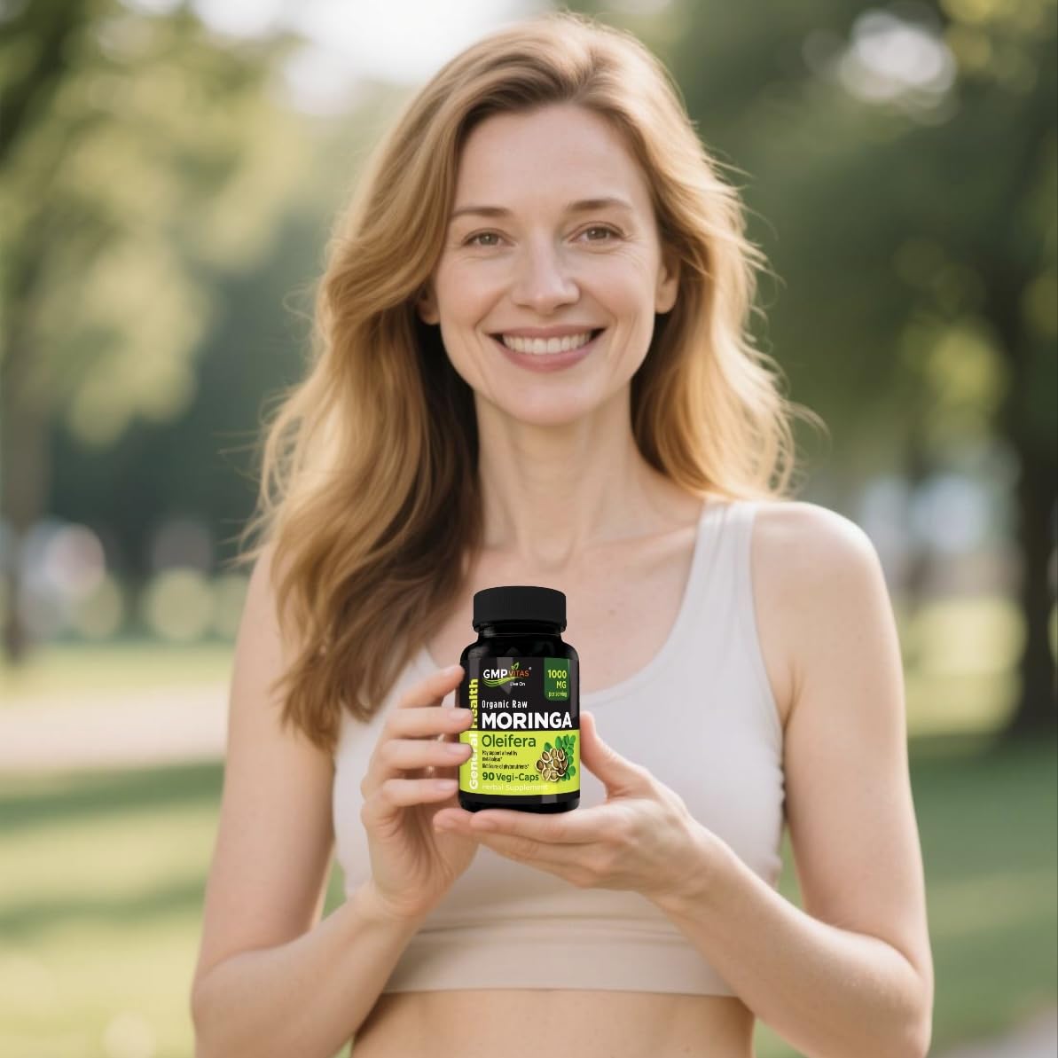 GMP Vitas Capsules de Moringa Bio 1000mg - mise en scène sur une table