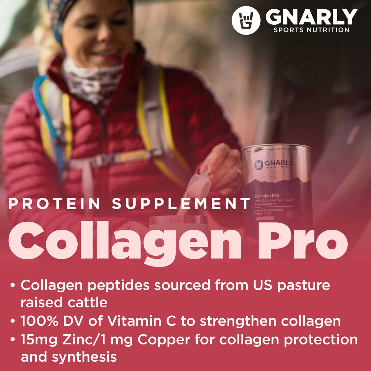 Gnarly Nutrition Collagen Pro Stick Packs dans un verre d'eau