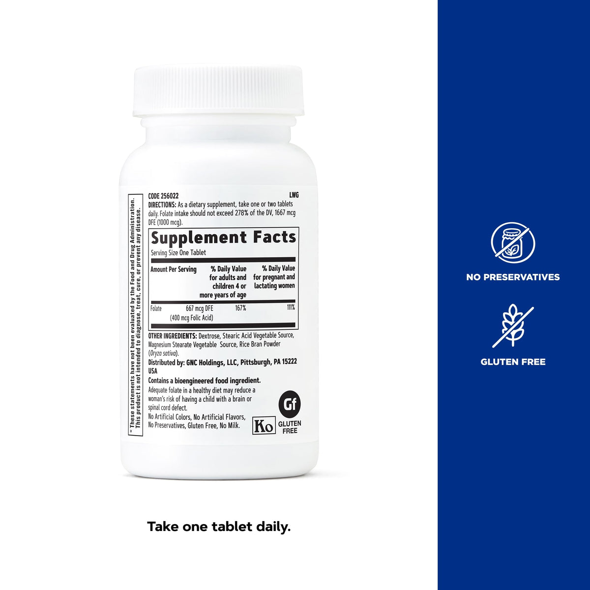 GNC Acide Folique 400mcg côté de la boîte