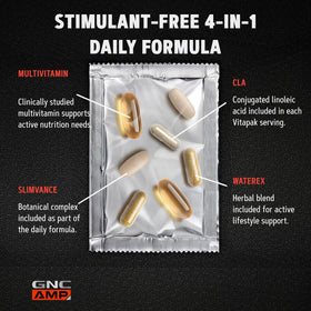 GNC AMP Ripped Vitapak avec étiquettes de nutrition