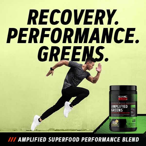 GNC Amplified Greens Blend 320g, étiquette avec ingrédients