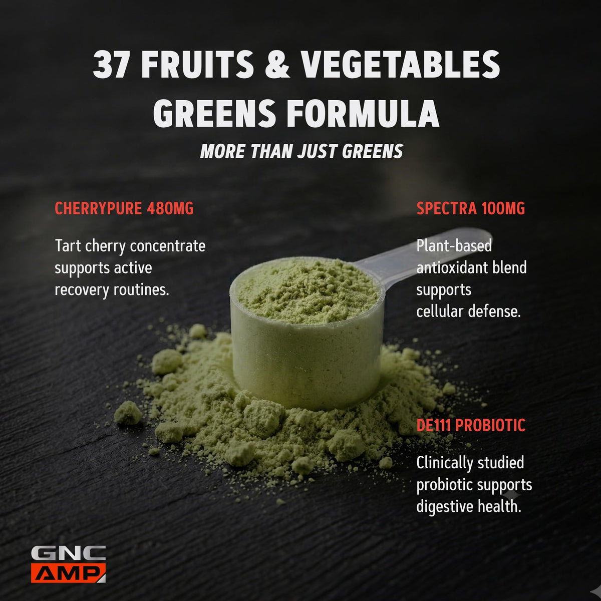 GNC Amplified Greens Blend Pomme Grenade et Myrtille 381g en préparation