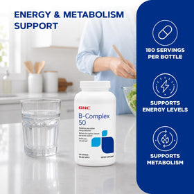 GNC B-Complex 50 capsules 180 unités avec étiquette