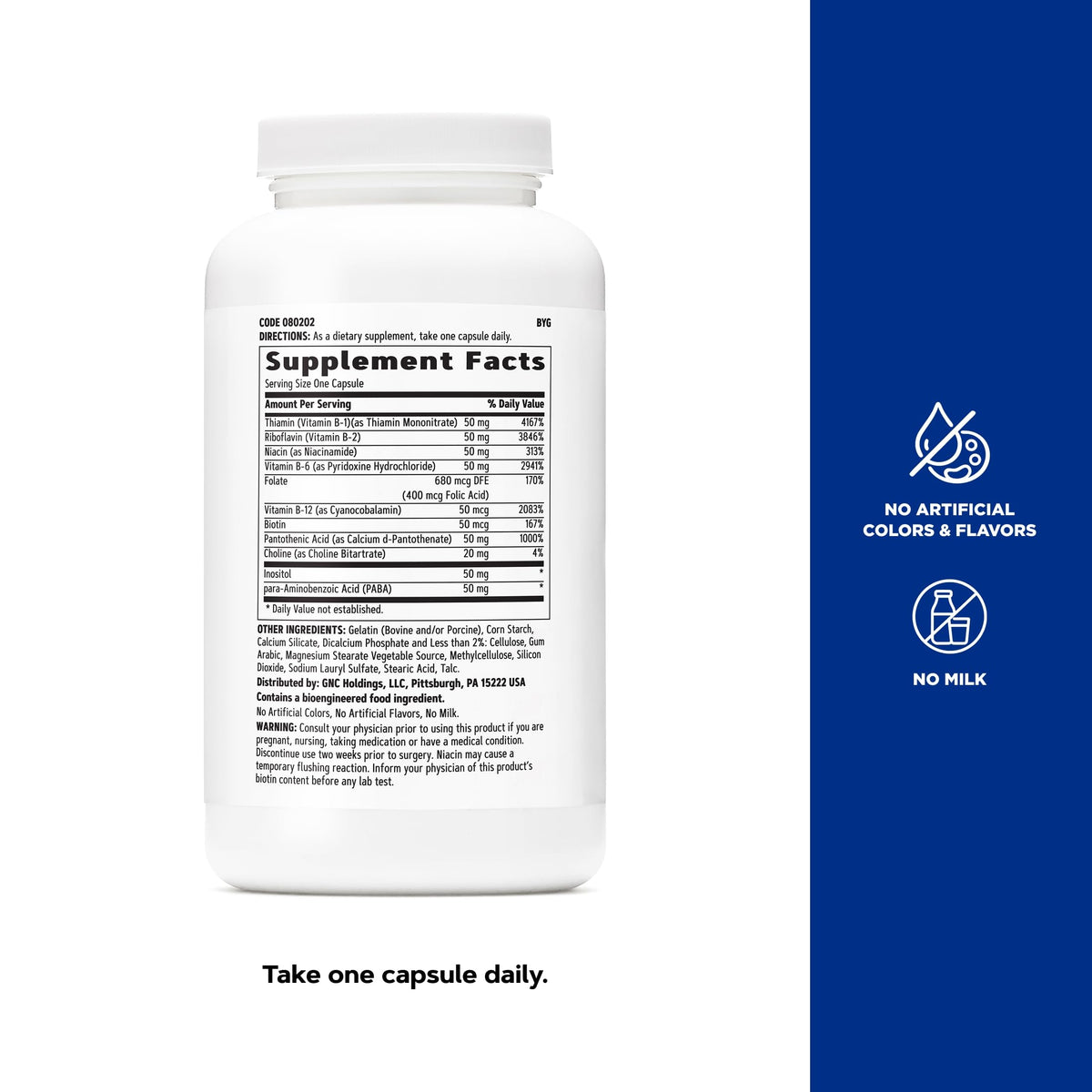 GNC B-Complex 50 capsules 180 unités ouvertes