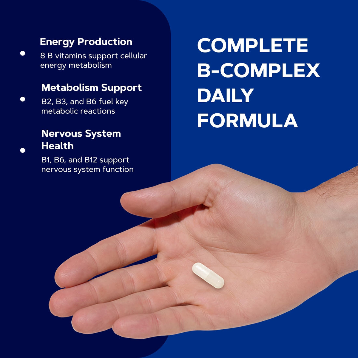 GNC B-Complex 50 capsules avec étiquette visible