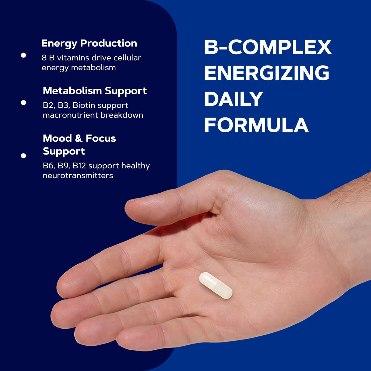 GNC B-Complex Plus Energy capsules en gros plan