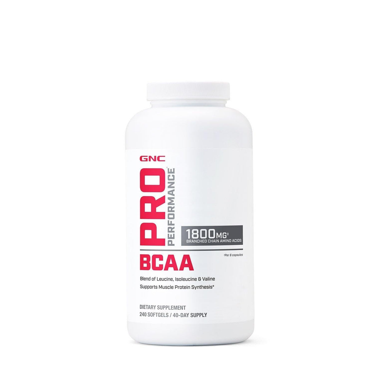 GNC BCAA 1,8g 240 gélules vue avant avec étiquette