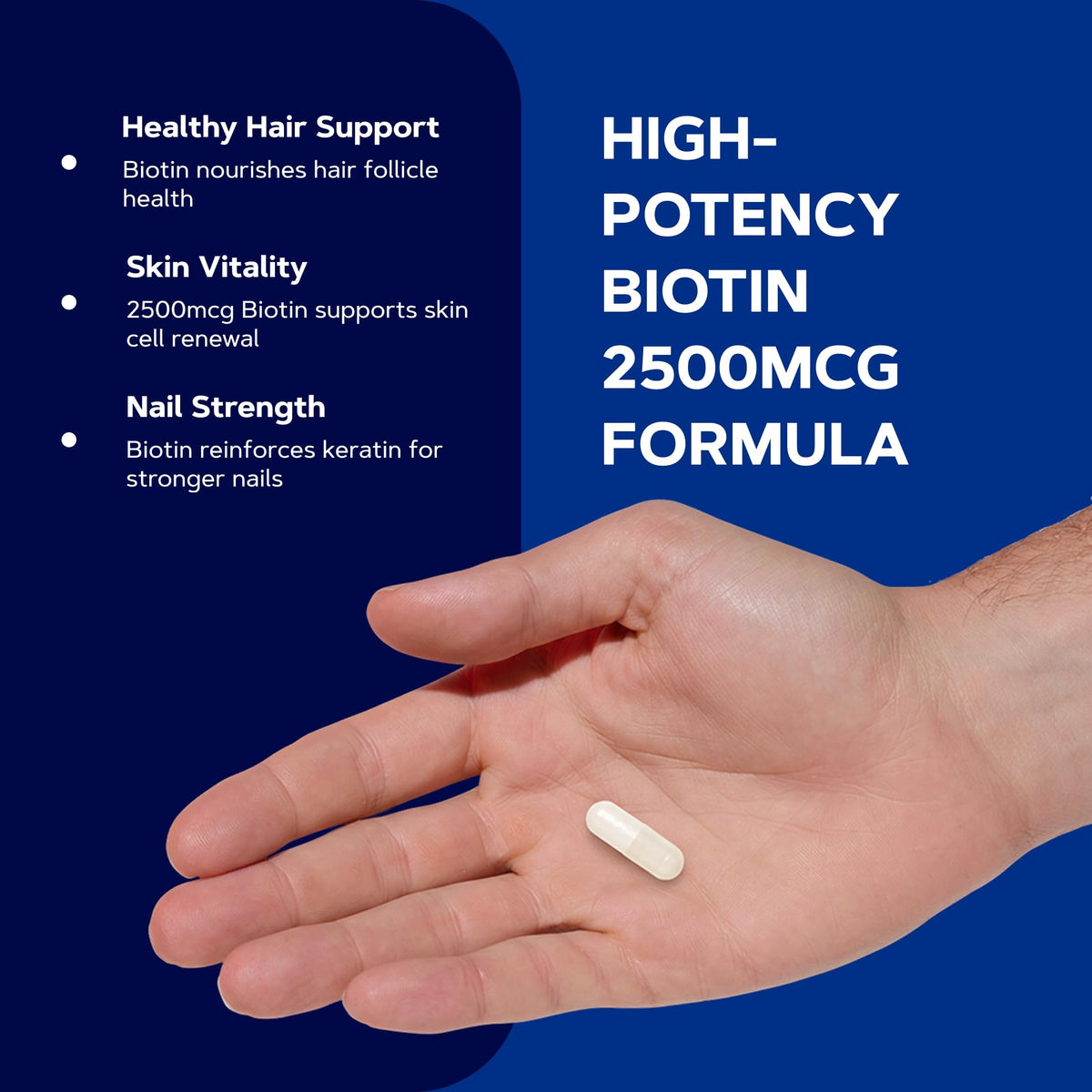 GNC Biotine 2500mcg, présentation des ingrédients sur l'étiquette