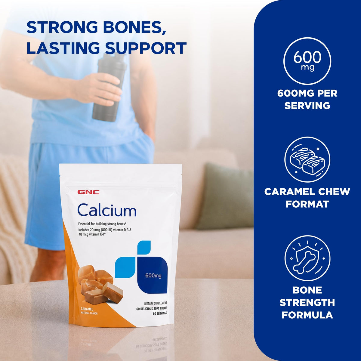 GNC Calcium 600mg soft chew close-up