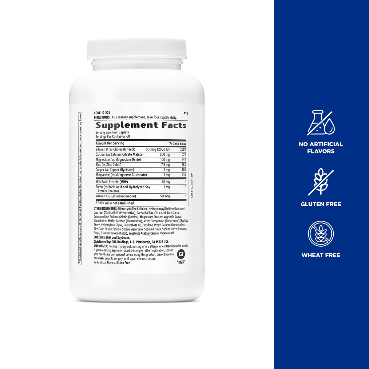 GNC Calcium 800mg étiquette détaillant les ingrédients