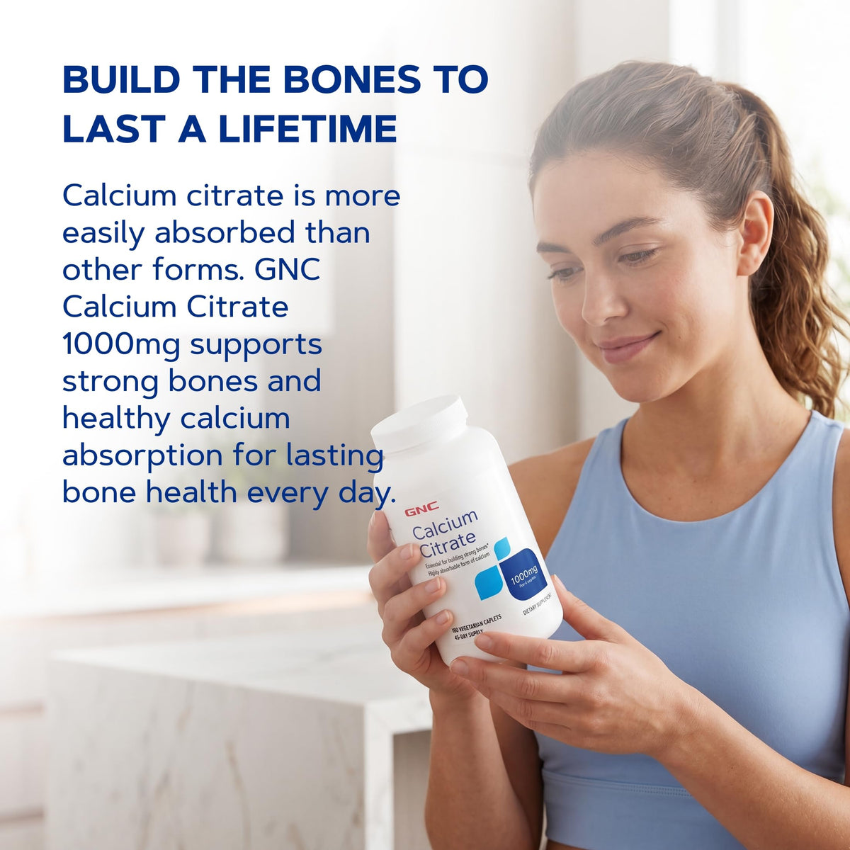 GNC Calcium Citrate 1000mg vue arrière du flacon
