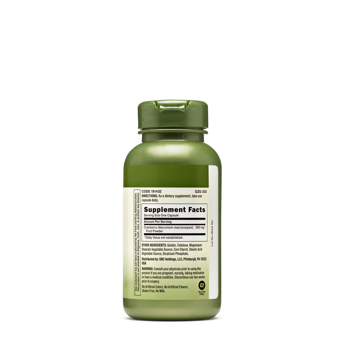 GNC Canneberge 500mg 100 gélules vue arrière