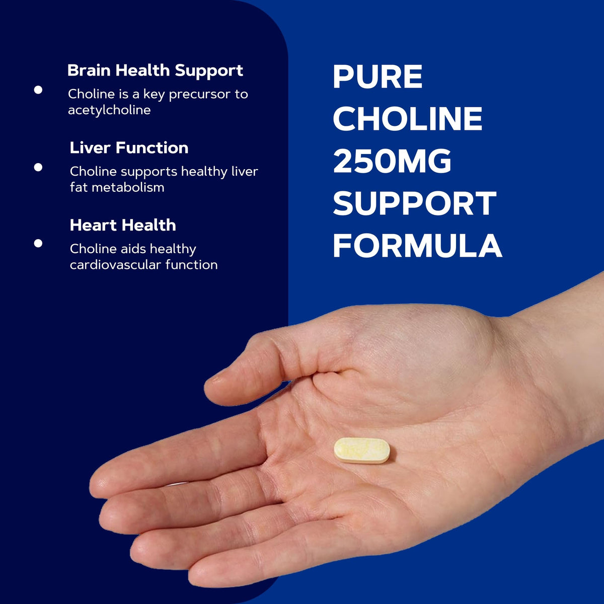 GNC Choline 250mg prise de comprimé avec verre d'eau
