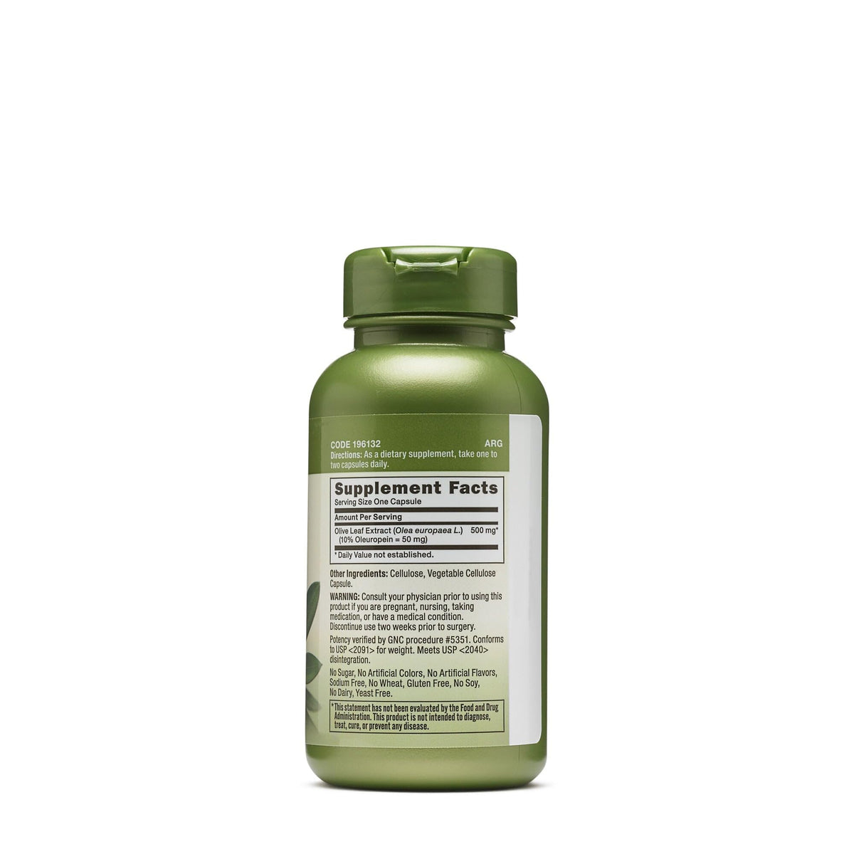 GNC Complément Alimentaire Feuille d'Olive 500 mg informations nutritionnelles