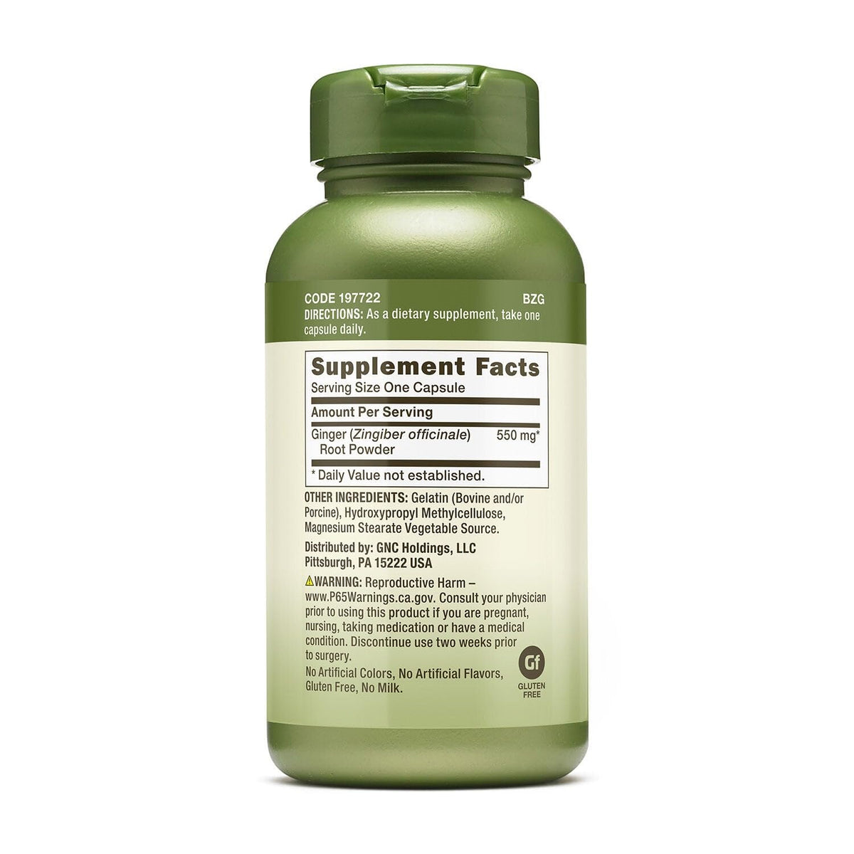 GNC Complément Alimentaire Racine de Gingembre 550mg vue latérale