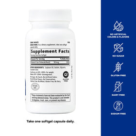 GNC Complément Alimentaire Vitamine D3 50mcg gélules molles sur fond blanc