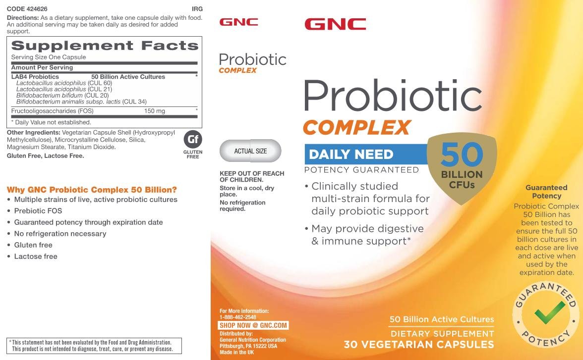 GNC Complex Probiotique Quotidien 30 capsules avec étiquette