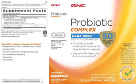 GNC Complex Probiotique Quotidien 30 capsules avec étiquette