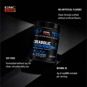 GNC Creabolic Poudre de Créatine Monohydrate 408g sur une table de gym