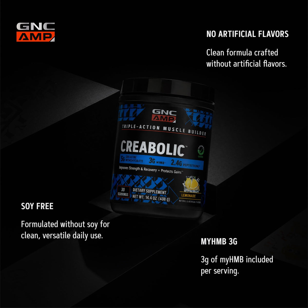 GNC Creabolic Poudre de Créatine Monohydrate 490g étiquette