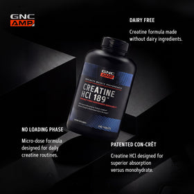 GNC Creatine HCl 189 comprimés avec un verre d'eau