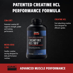 GNC Creatine HCl 189 comprimés en gros plan