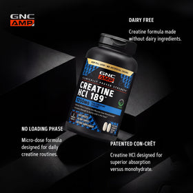 GNC Creatine HCl 189 in a fitness setting with weights