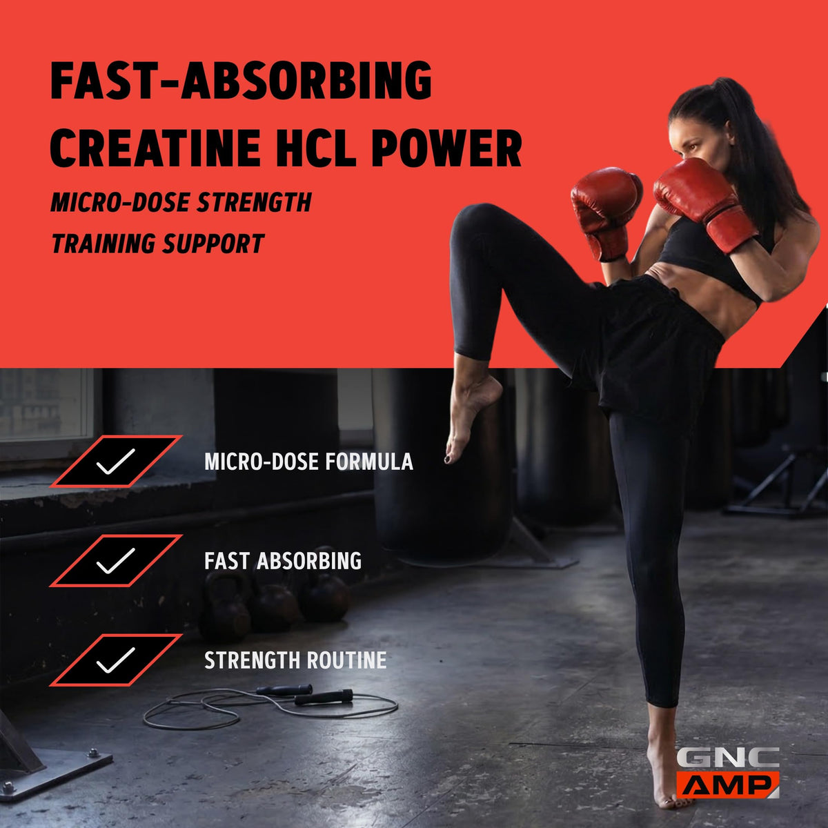 GNC Creatine HCl 189 product side view with dosage details