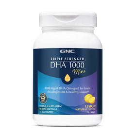 GNC DHA 1000 Mini 90 gélules citron vue de face