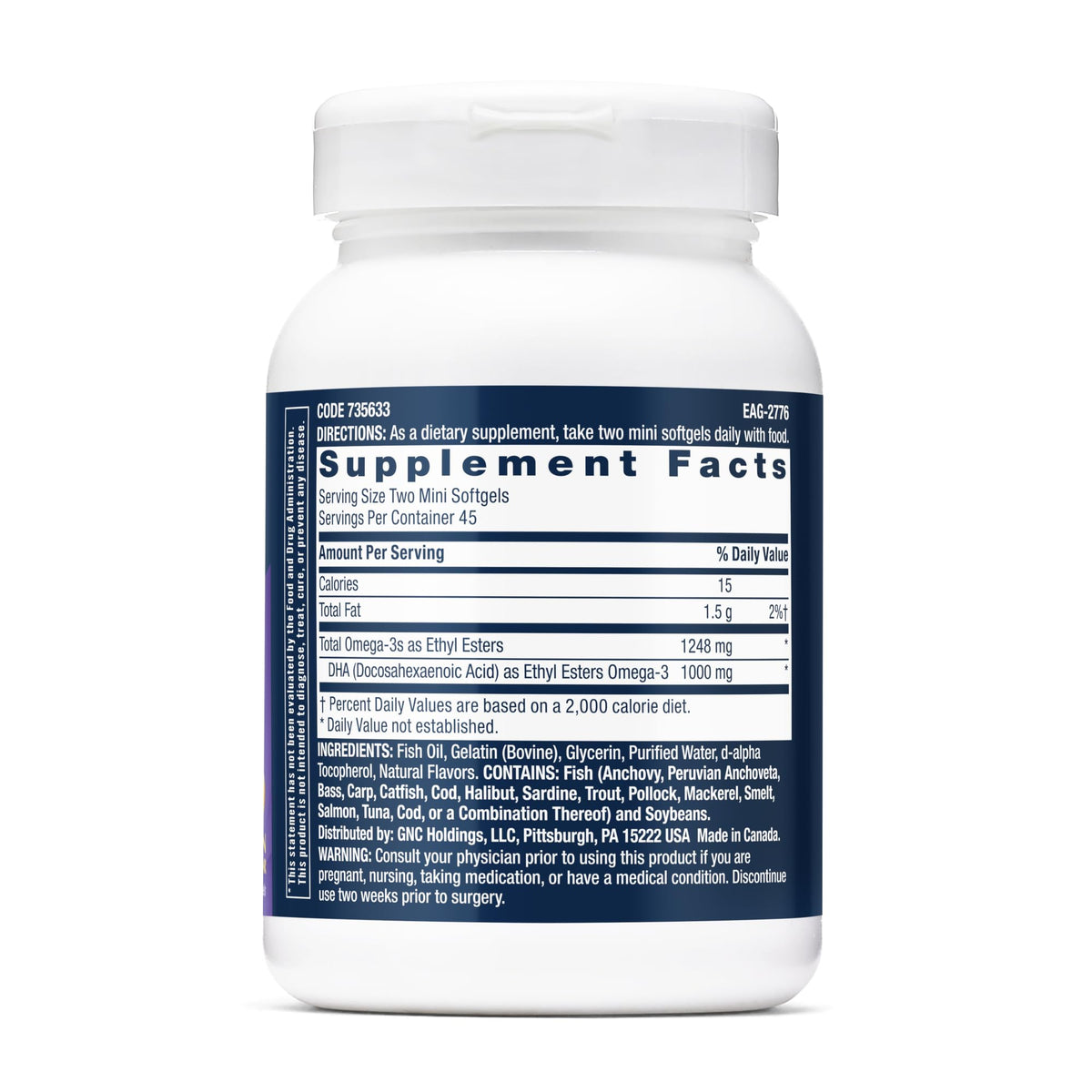GNC DHA 1000 Mini gélules citron avec emballage