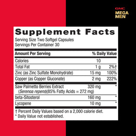 GNC Formule Prostate Homme - Détails de la boîte