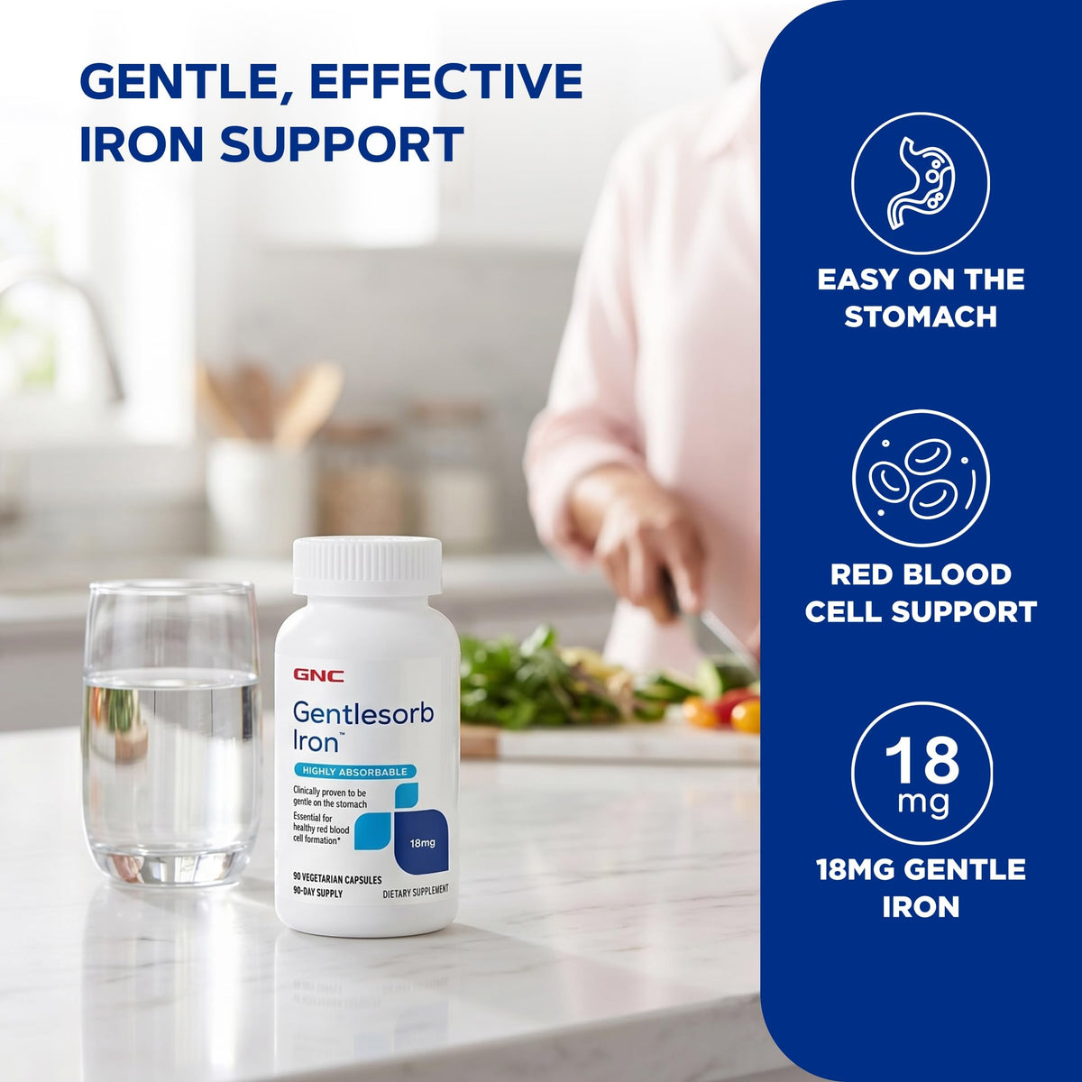 GNC Gentlesorb Fer 18mg flacon avec 90 capsules