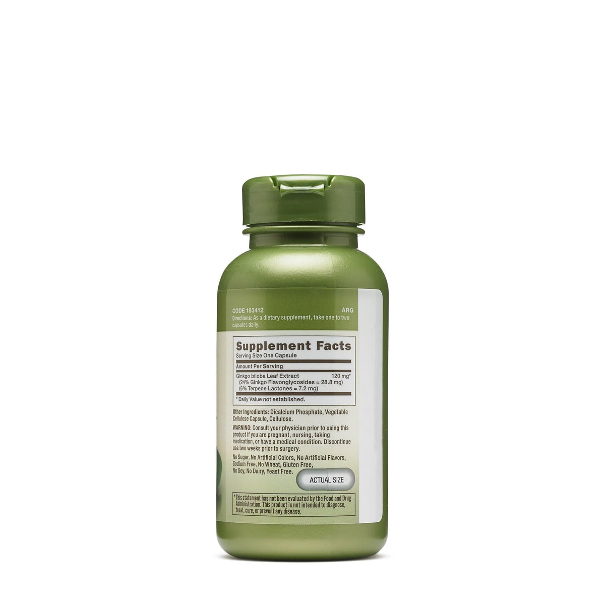 GNC Ginkgo Biloba 120 mg Complément Alimentaire Végétarien avec étiquettes