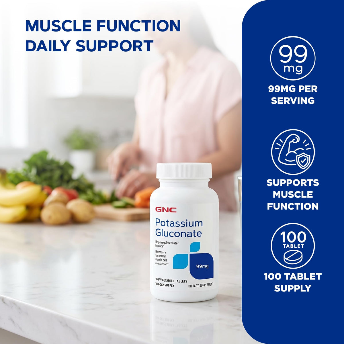 GNC Gluconate de Potassium 99mg arrière de la boîte
