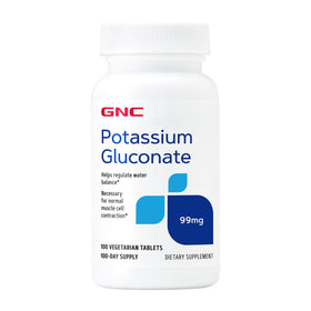 GNC Gluconate de Potassium 99mg boîte avant vue avec 100 comprimés
