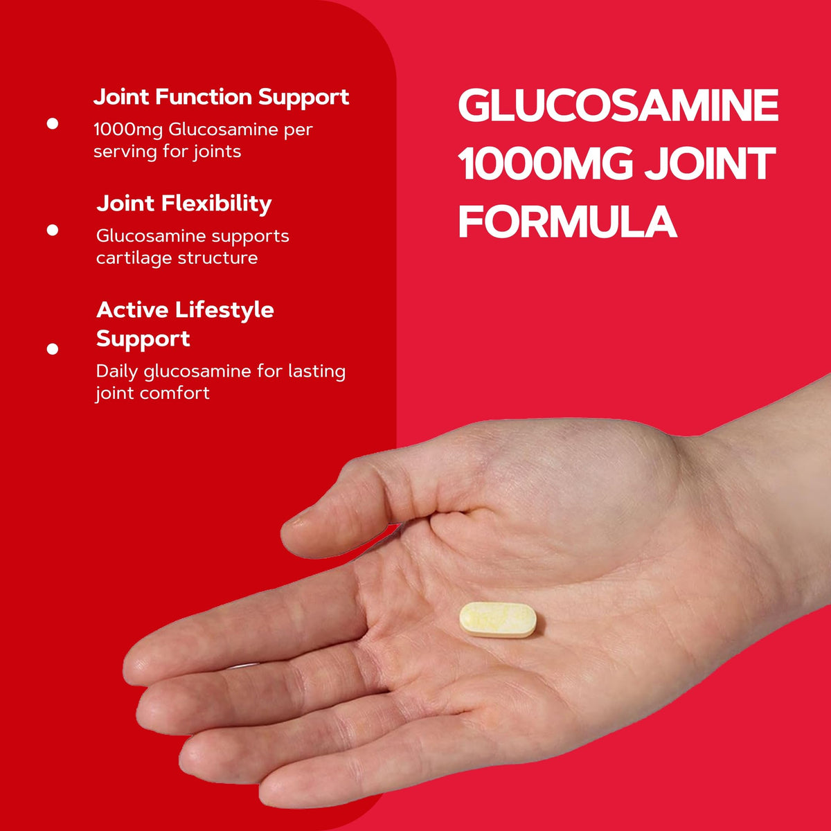 GNC Glucosamine 1000mg caplet sur une cuillère