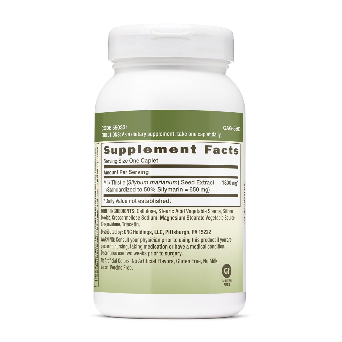 GNC Herbal Plus Chardon-Marie 1300mg comprimés à l'intérieur du flacon