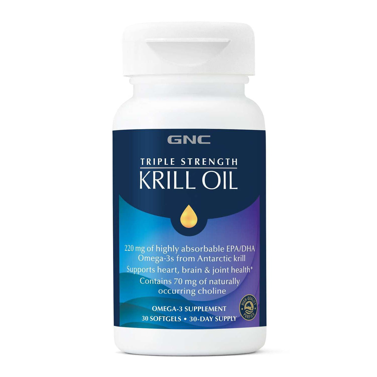 GNC Huile de Krill Triple Force 30 capsules vue avant
