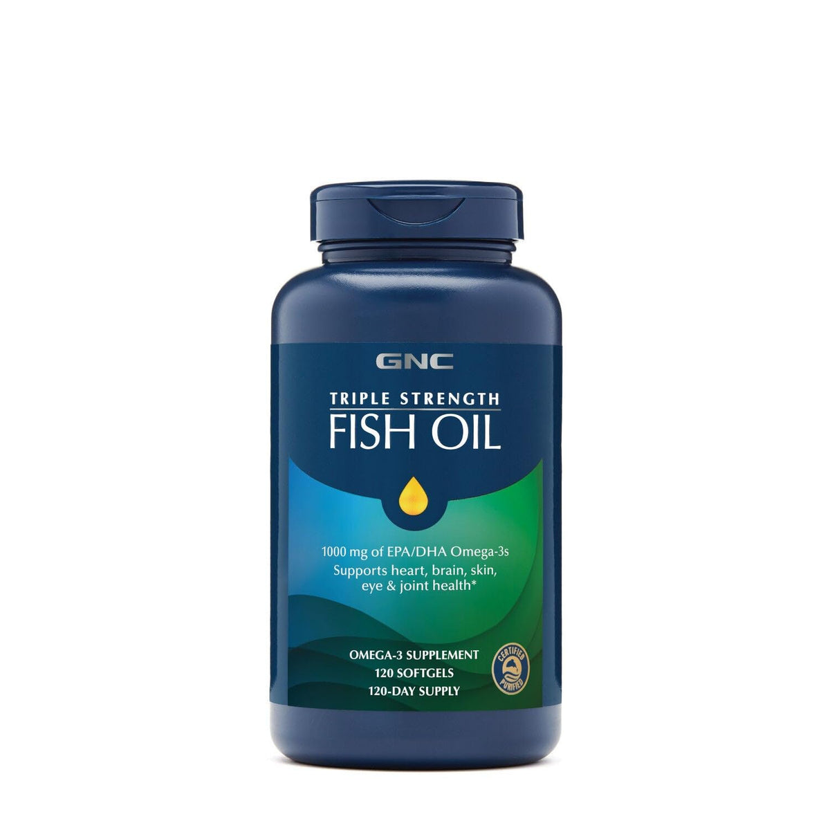 GNC Huile de Poisson Triple Force 1000mg EPA DHA 120 gélules - emballage avant