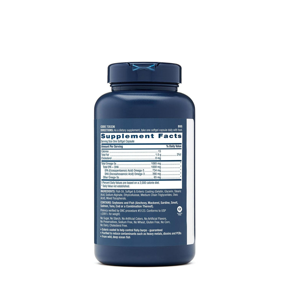 GNC Huile de Poisson Triple Force 1000mg EPA DHA - gélule à l'intérieur