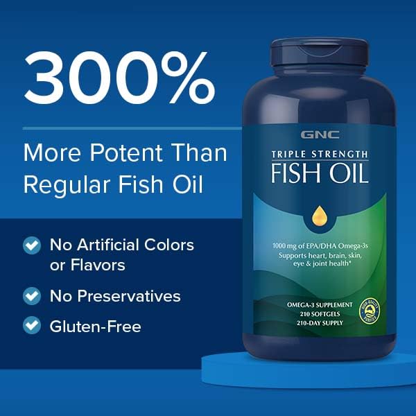 GNC Huile de Poisson Triple Force 1000mg EPA DHA - gélule avec enrobage