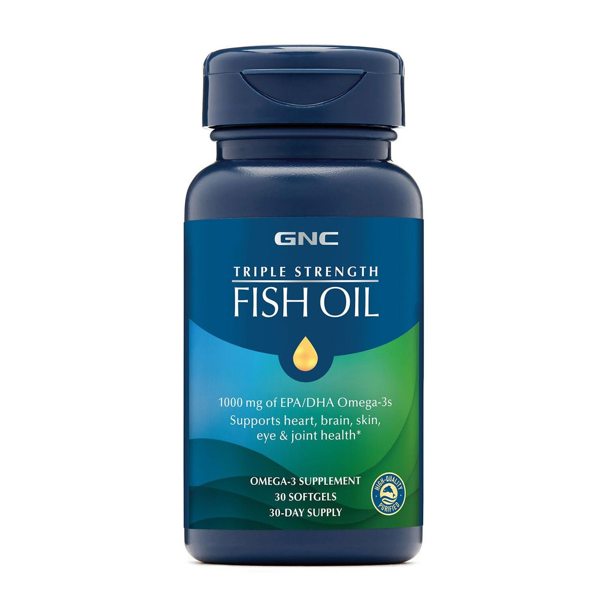 GNC Huile de Poisson Triple Force 1000mg EPA DHA gélules molles avant