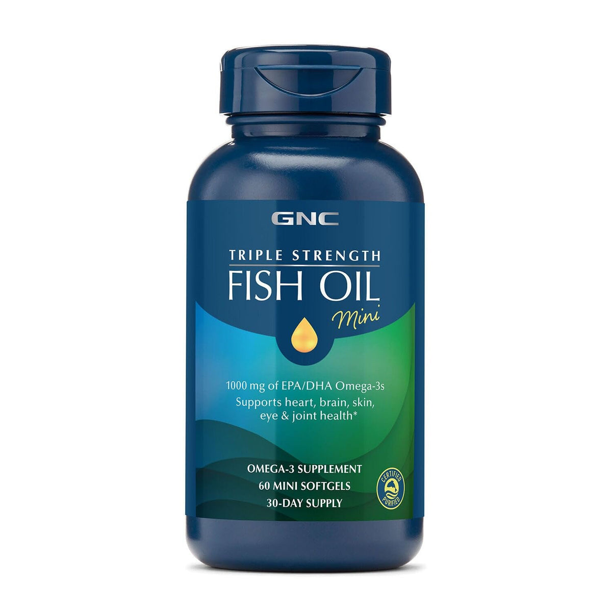GNC Huile de Poisson Triple Force 1000mg EPA & DHA, vue avant de l'emballage
