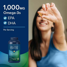 GNC Huile de Poisson Triple Force 1000mg EPA DHA - vue de profil du flacon