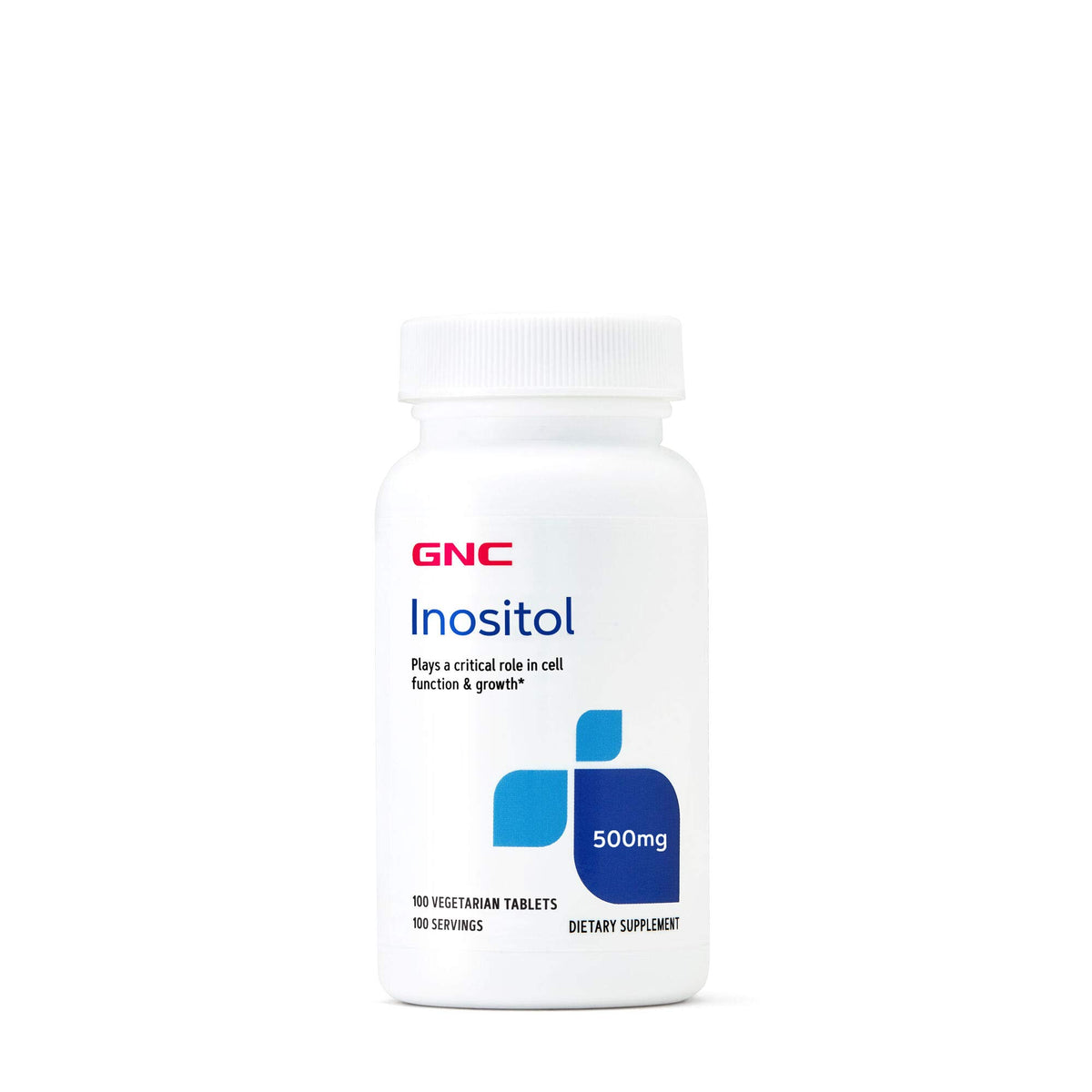 GNC Inositol 500mg comprimés avant avec étiquette visible