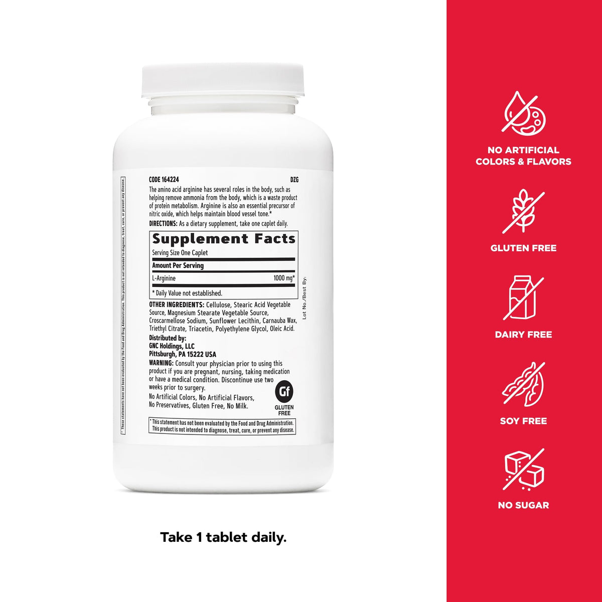 GNC L-Arginine 1000mg gélules ouvertes pour montrer le contenu