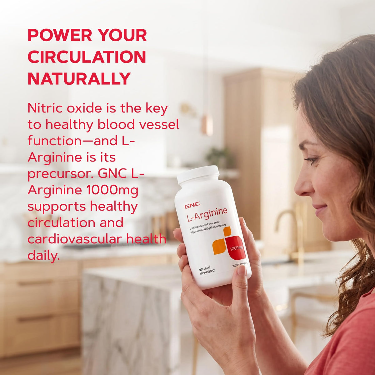 GNC L-Arginine 1000mg produit avec étiquetage clair
