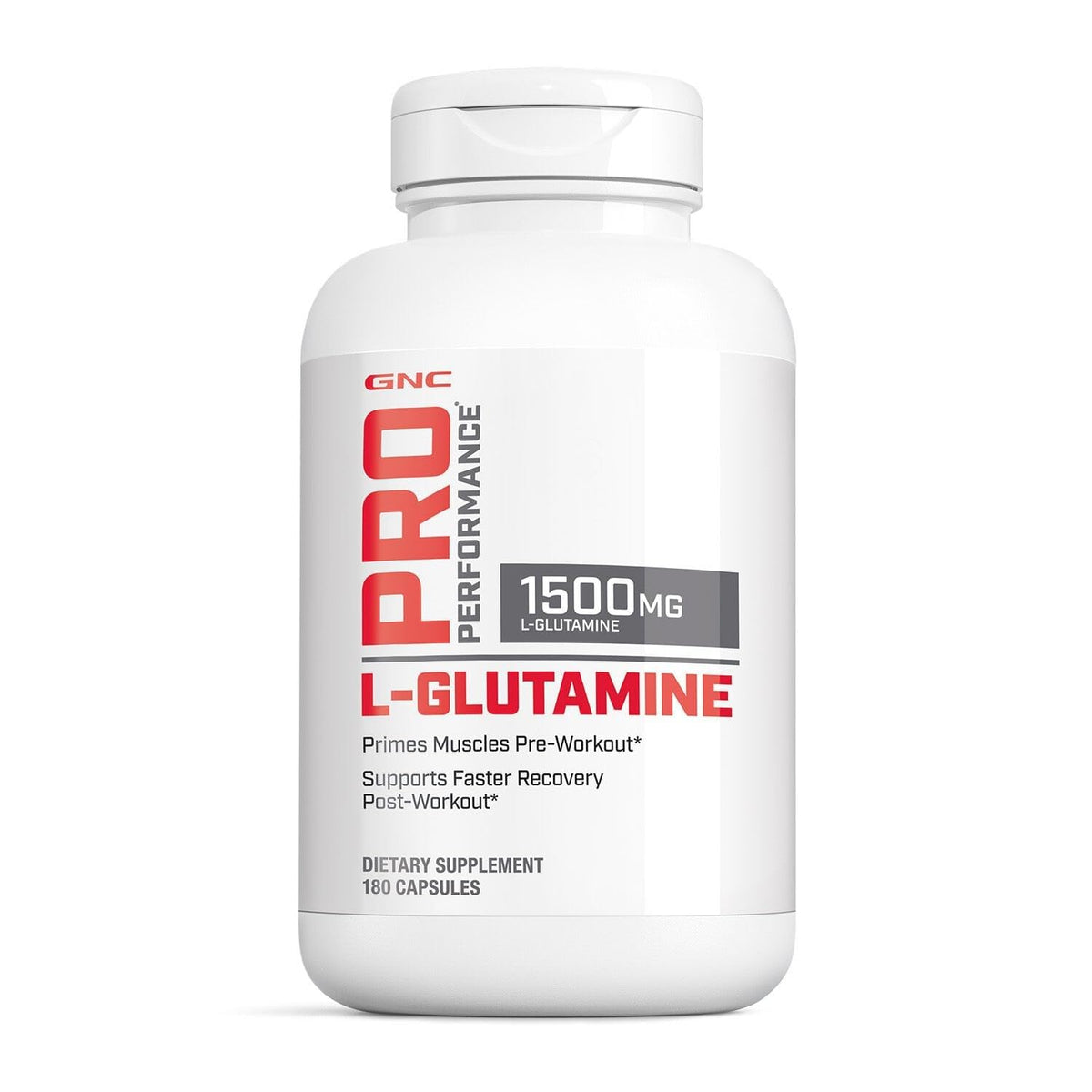 GNC L-Glutamine 1500mg 180 capsules vue de face