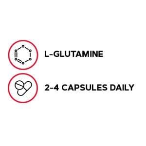 GNC L-Glutamine 1500mg capsules avec étiquette visible