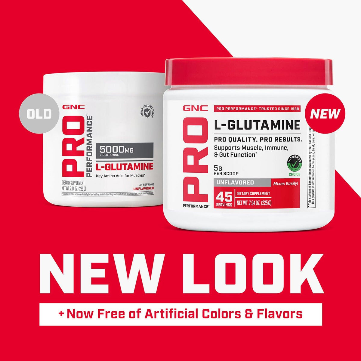 GNC L-Glutamine 5000mg étiquette et informations nutritionnelles